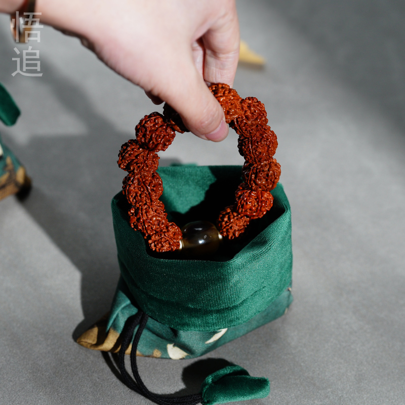 悟追古画锦囊双层收纳袋高档文玩布袋束口抽绳珠宝首饰茶杯小袋子,淘宝优惠券,粉丝福利购,淘宝优惠卷