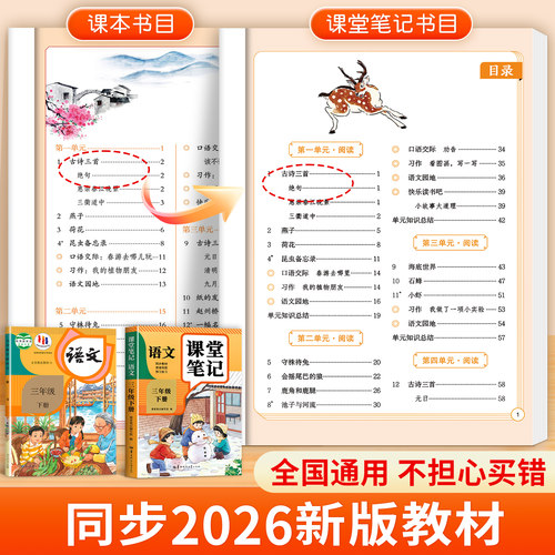 2026新版课堂笔记语文数学英语人教版一二年级三年级四年级五年级六年级下册上册三下四下五下小学课本教材全解学霸笔记预习复习本 - 图0