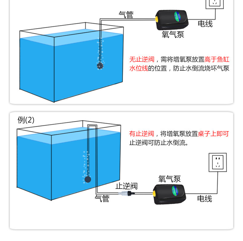 鱼缸冲氧泵静音可调式双孔省电增氧机sb748 848双头加氧气冲氧气