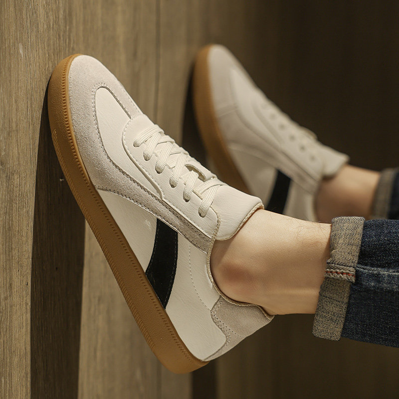 阿甘男鞋春秋2025新款男士休闲平板鞋运动高级感真皮复古德训潮鞋,淘宝优惠券,粉丝福利购,淘宝优惠卷