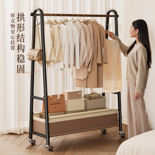 卧室落地衣架室内房间挂衣架家用衣服收纳架客厅铁艺可移动衣帽架 - 图0