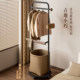 Multifunctional floor-standing clothes hanger with upper and lower storage