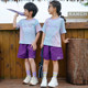 亲子装夏装2025新款扎染短袖t恤潮一家三口家庭套装四口速干裤夏