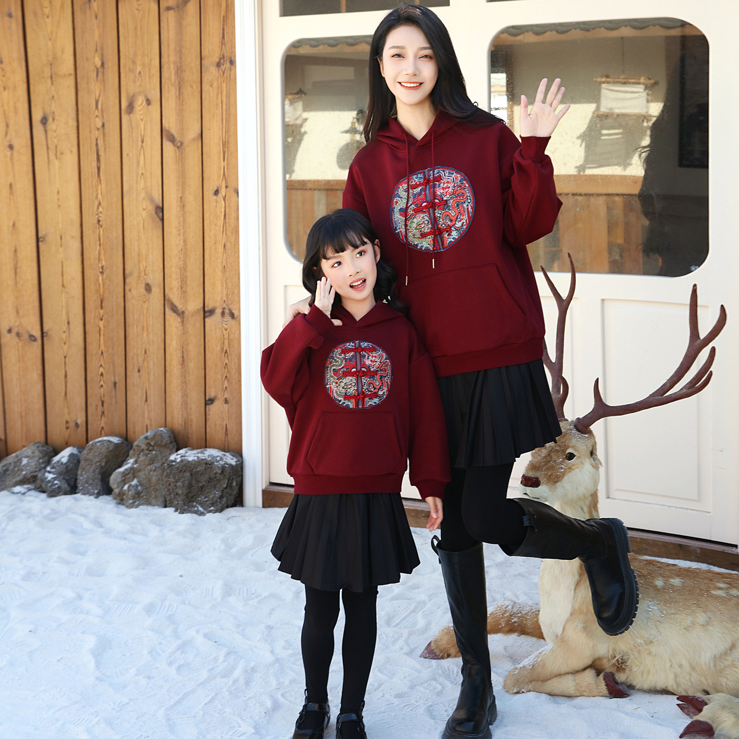 亲子装2025新款秋冬全家福潮一家三四口中国风连帽卫衣春节拜年服,淘宝优惠券,粉丝福利购,淘宝优惠卷