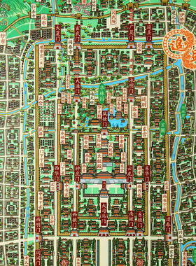 南朝建康城 南京 文创地图 手绘地图 挂画  80X120cm