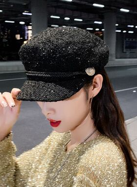 户外贝雷帽女时尚鸭舌帽秋冬季