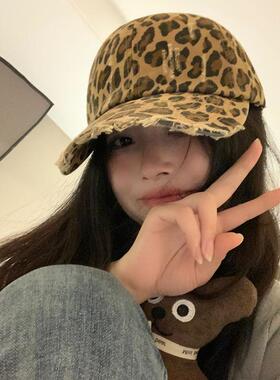 帽子棒球帽女士豹纹时尚百搭春夏
