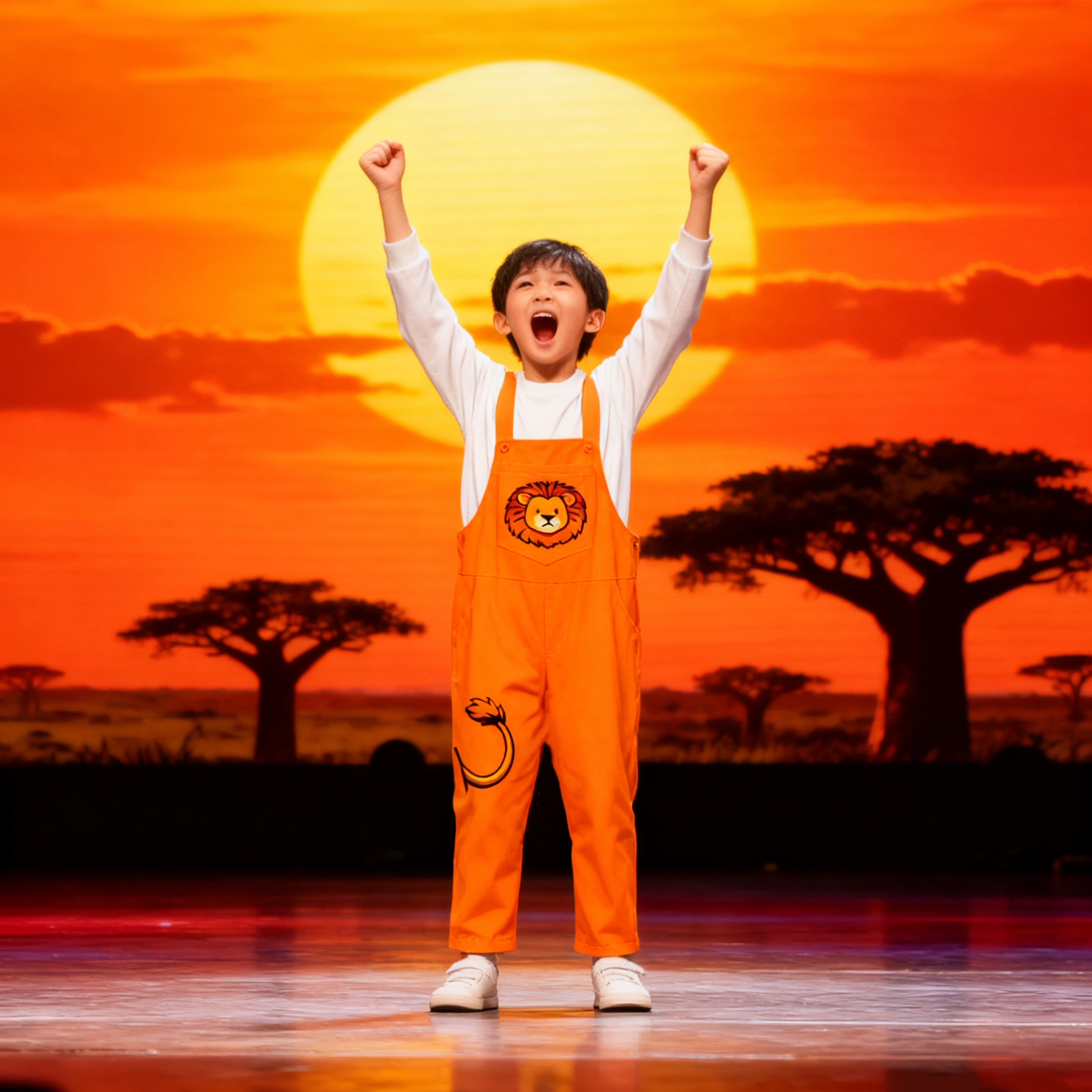 儿童非洲狮子背带裤表演服小学生运动会狮子王故事演讲比赛朗诵 - 图3