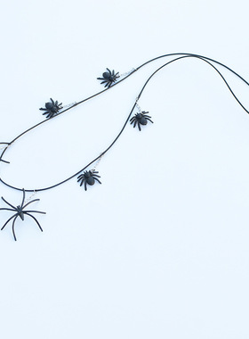 欧美万圣节新款创意黑蜘蛛项链哥特式另类夸张吊坠新奇朋克锁骨链