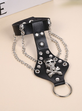 欧美男士朋克铆钉骷髅手链男潮时尚个性夸张复古哥特手环演出道具