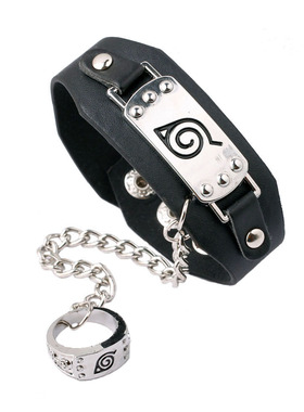 进击的巨人火影忍者海贼王死神标志皮革手镯带戒指手链跨境热卖