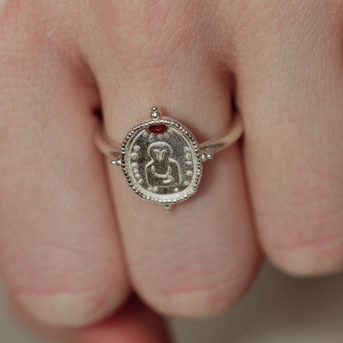 SALE E PEPE pepper and salt sterling silver Mona Lisa ring