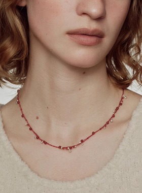 编织蛋黄石项链SALEEPEPE纯银