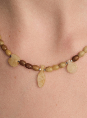 SALE E PEPE胡椒盐·酒窖串珠项链 黄澳宝黄玉黑云母卵石