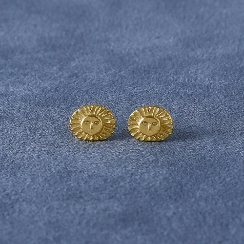 SALE E PEPE 胡椒盐 纯银小海神耳钉 镀金 - 图0