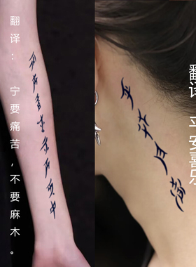 江永女书草本纹身贴持久防水女