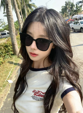 韩系海滩旅游墨镜女网红夏季防紫外线遮阳太阳镜圆脸防晒素颜眼镜