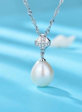 纯正S925纯银淡水珍珠项链女彩色大真珍珠十字架吊坠妈妈生日礼物