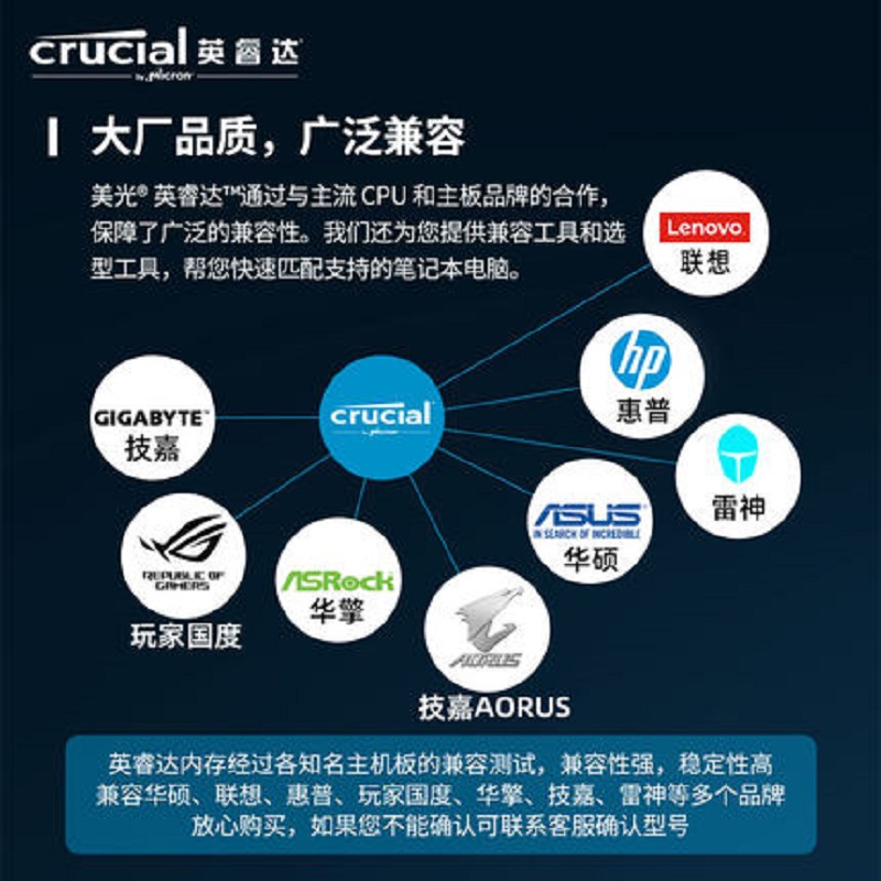 CRUCIAL/英睿达 美光DDR5 16G32G 4800 5200全新笔记本内存 兼容 - 图2