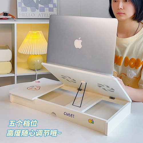 电脑增高架笔记本桌面支架散热宿舍办公桌工位支撑架收纳架置物架 - 图2