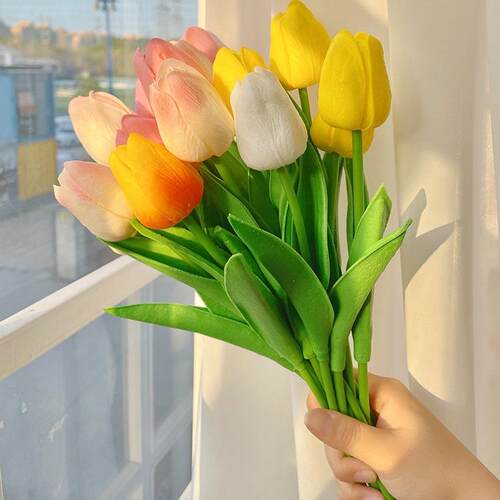假花郁金香仿真花摆设仿生花客厅装饰摆件干花永生花束高级感逼真 - 图1