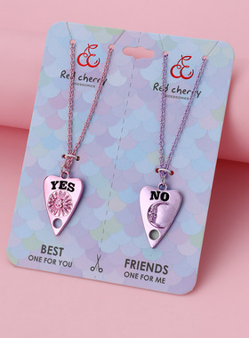 太阳月亮字母闺蜜项链女二人款学生姐妹友谊七夕礼物情侣一对吊坠