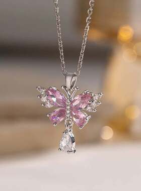 粉色蓝色儿童蝴蝶闺蜜项链女二人款2026新款姐妹信物毕业礼物吊坠