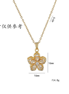 儿童项链轻奢高级感女款2025新款小女孩女童旋转紫荆花水晶配饰女