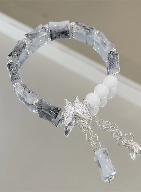 竹节手链女古风高颜值学生党闺蜜二人款三人四人流苏粉色蝴蝶手串