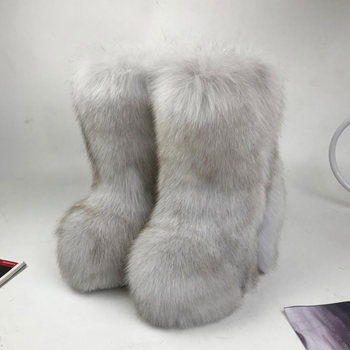 Orchid fox fox fur sandals fur shoes fur boots thick sole inner increase high-top women's boots casual boots trend