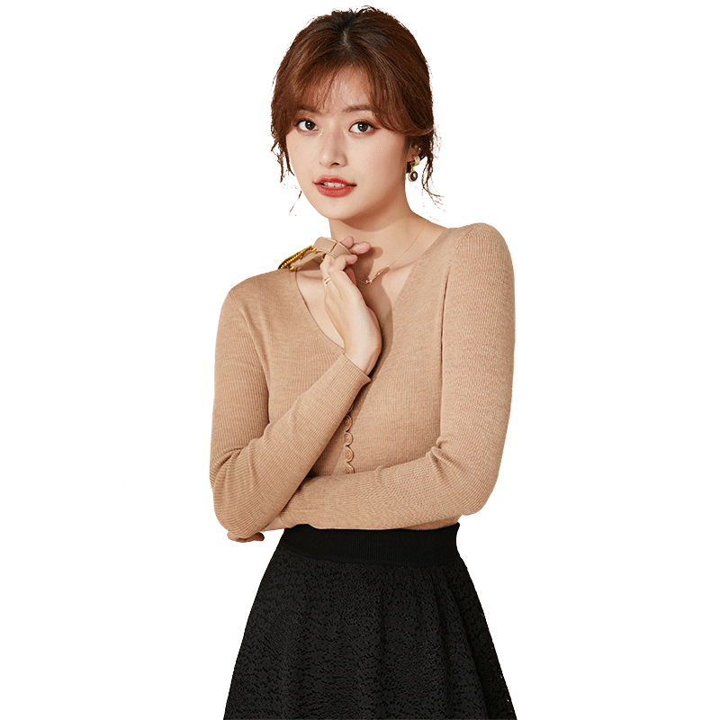 名人瑞裳2020年秋季新款v领潮毛衣 名人瑞裳毛针织衫