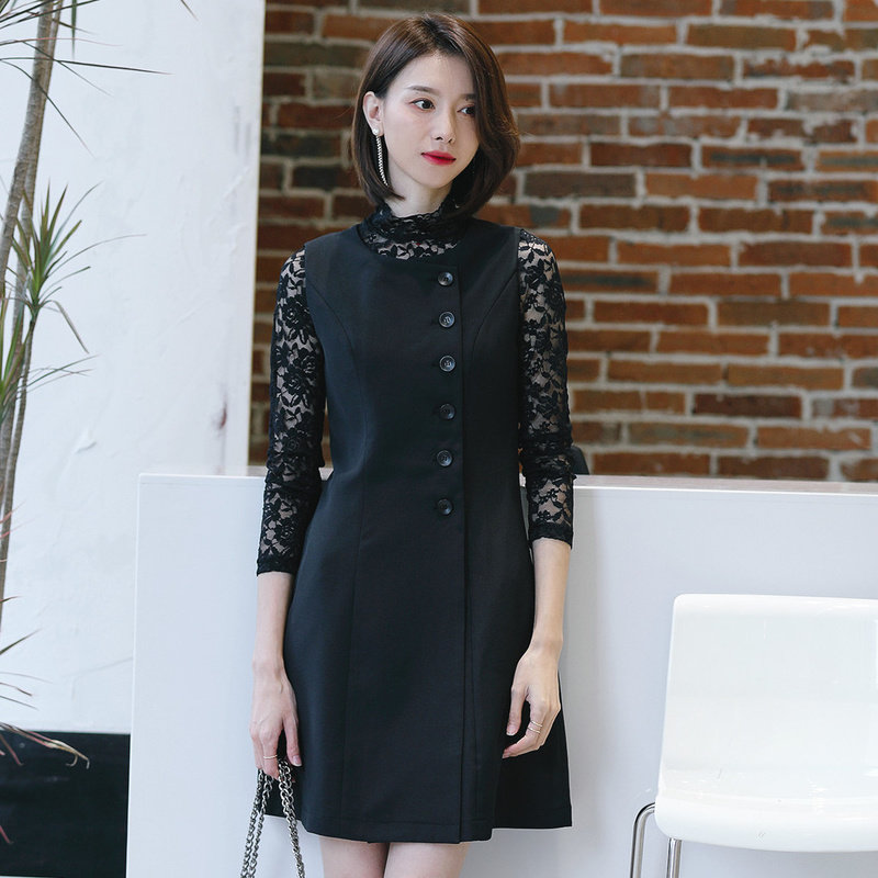 名人瑞裳2018新款初秋纯色连衣裙 名人瑞裳连衣裙