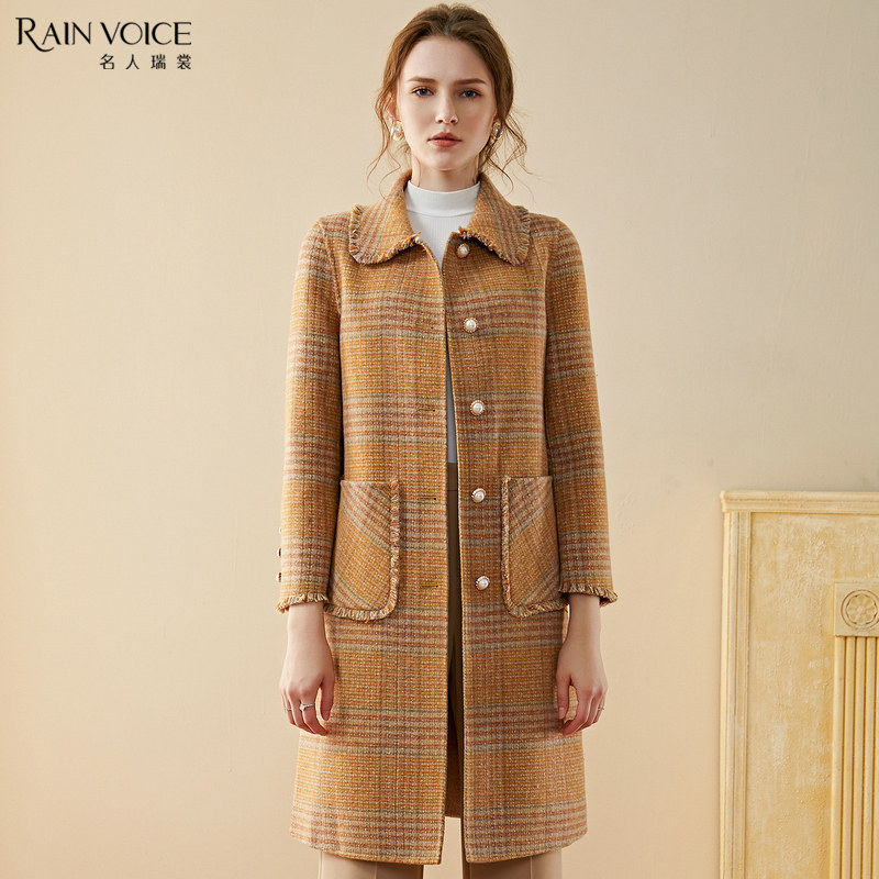 名人瑞裳2019冬季新款小香风呢大衣 名人瑞裳毛呢外套