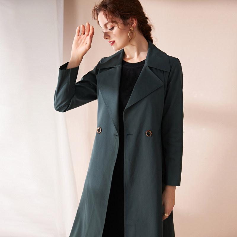 名人瑞裳女中长款气质洋气收腰风衣 名人瑞裳风衣