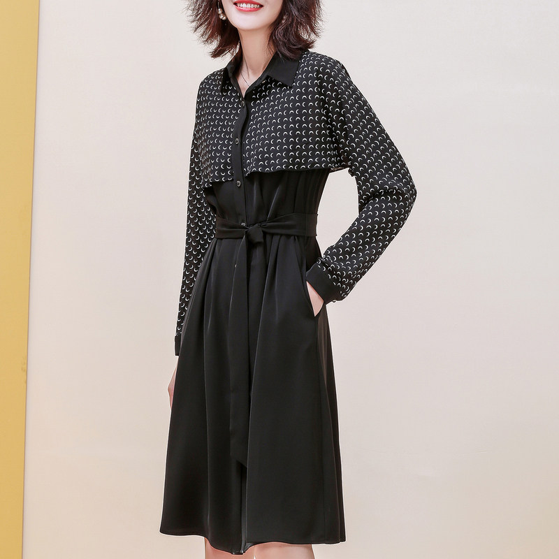 名人瑞裳2019秋季新款衬衫领连衣裙 名人瑞裳连衣裙