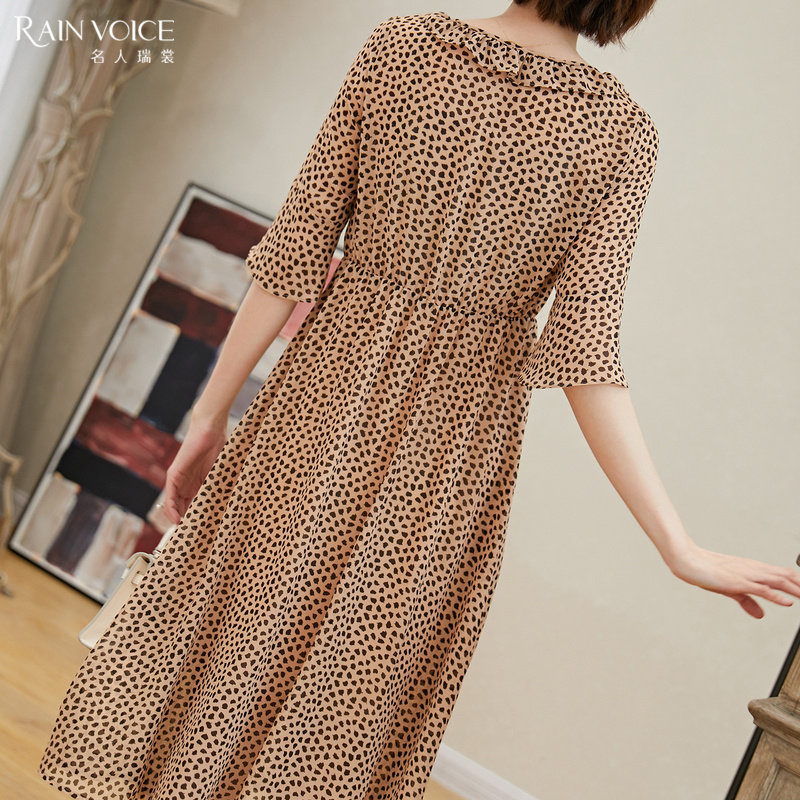 名人瑞裳2019夏季新款波点雪纺仙女 名人瑞裳连衣裙