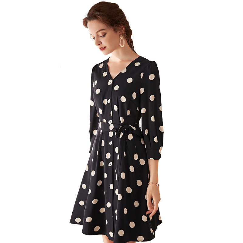 名人瑞裳2020秋装新款时尚圆点裙子 名人瑞裳连衣裙