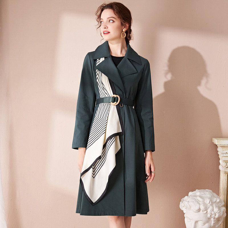 名人瑞裳女中长款气质洋气收腰风衣 名人瑞裳风衣