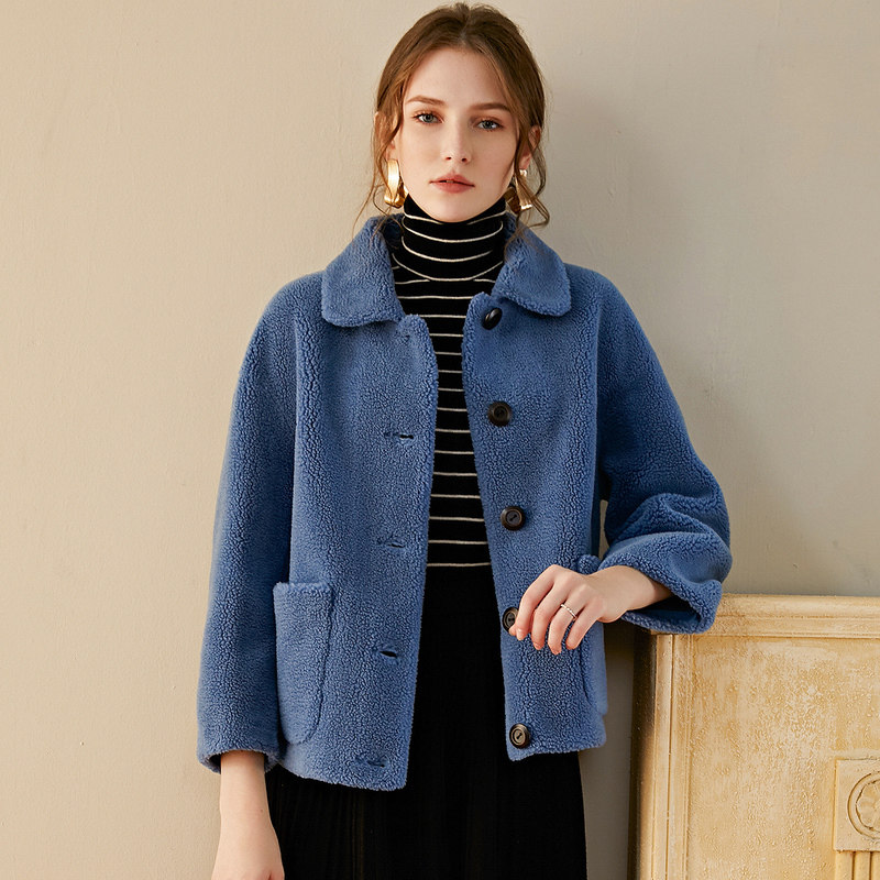 名人瑞裳2019冬季新款羊剪绒大衣 名人瑞裳皮草