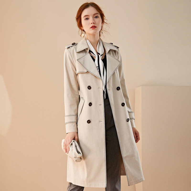 名人瑞裳2020春季新款英伦风风衣 名人瑞裳风衣