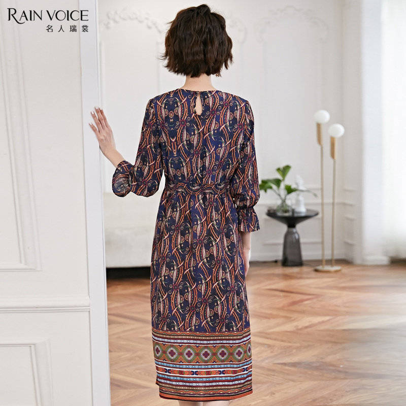 春装2019款女圆领中国风宽松连衣裙 名人瑞裳连衣裙