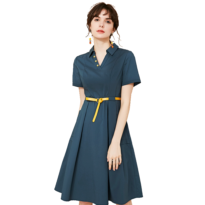 名人瑞裳夏装2020新款v领ol连衣裙 名人瑞裳连衣裙