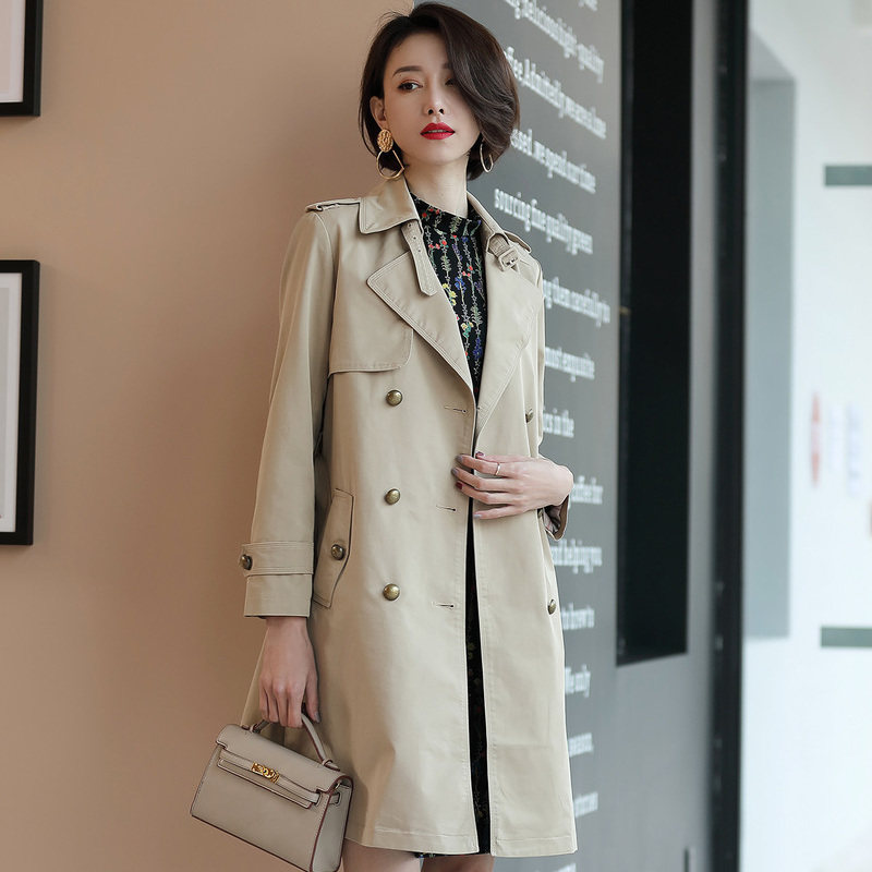 名人瑞裳2018春装新款ol中长款风衣 名人瑞裳风衣