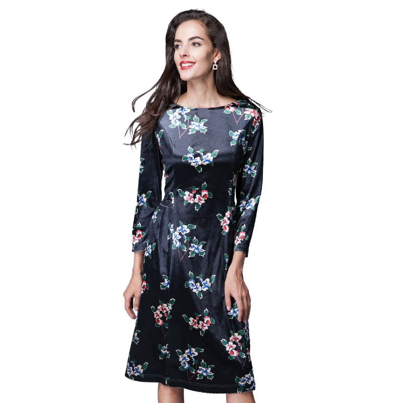 名人瑞裳秋装新款修身印花秋连衣裙 名人瑞裳连衣裙