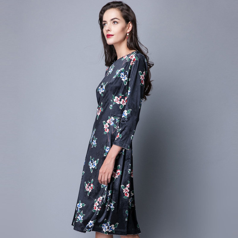名人瑞裳秋装新款修身印花秋连衣裙 名人瑞裳连衣裙