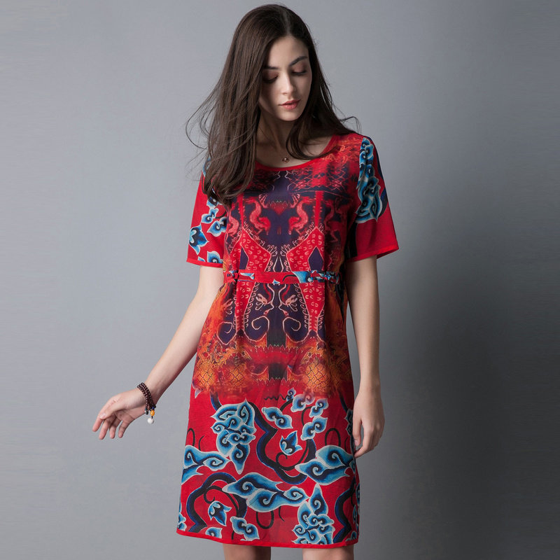 名人瑞裳2017夏装新款中长款连衣裙 名人瑞裳连衣裙