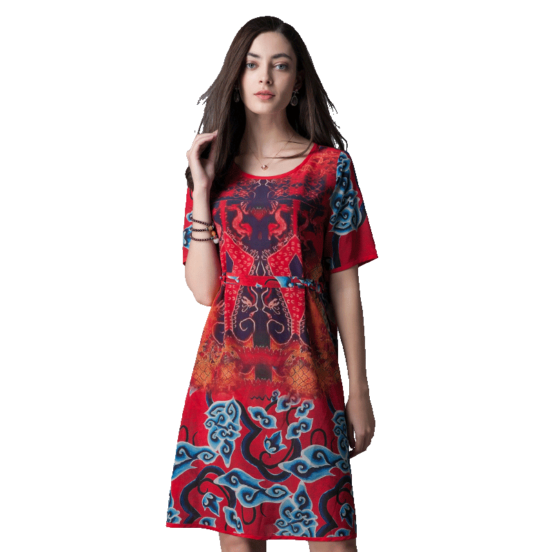 名人瑞裳2017夏装新款中长款连衣裙 名人瑞裳连衣裙