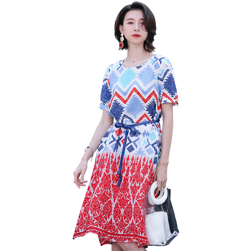 名人瑞裳2018新款夏季妈妈连衣裙 名人瑞裳连衣裙