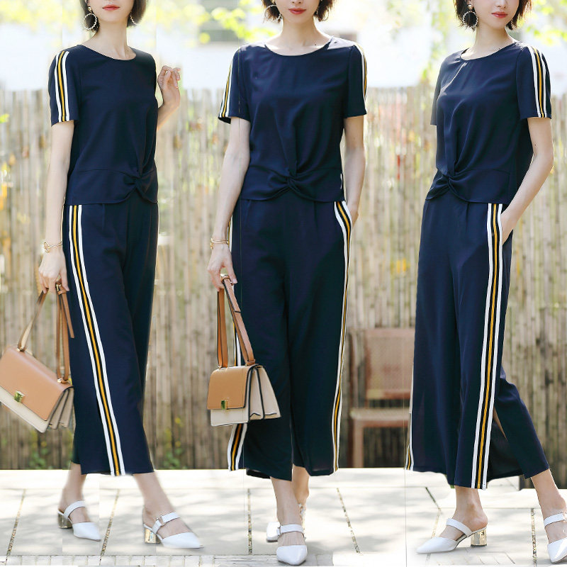 名人瑞裳妈妈夏季套装阔太太阔腿裤 名人瑞裳时尚套装