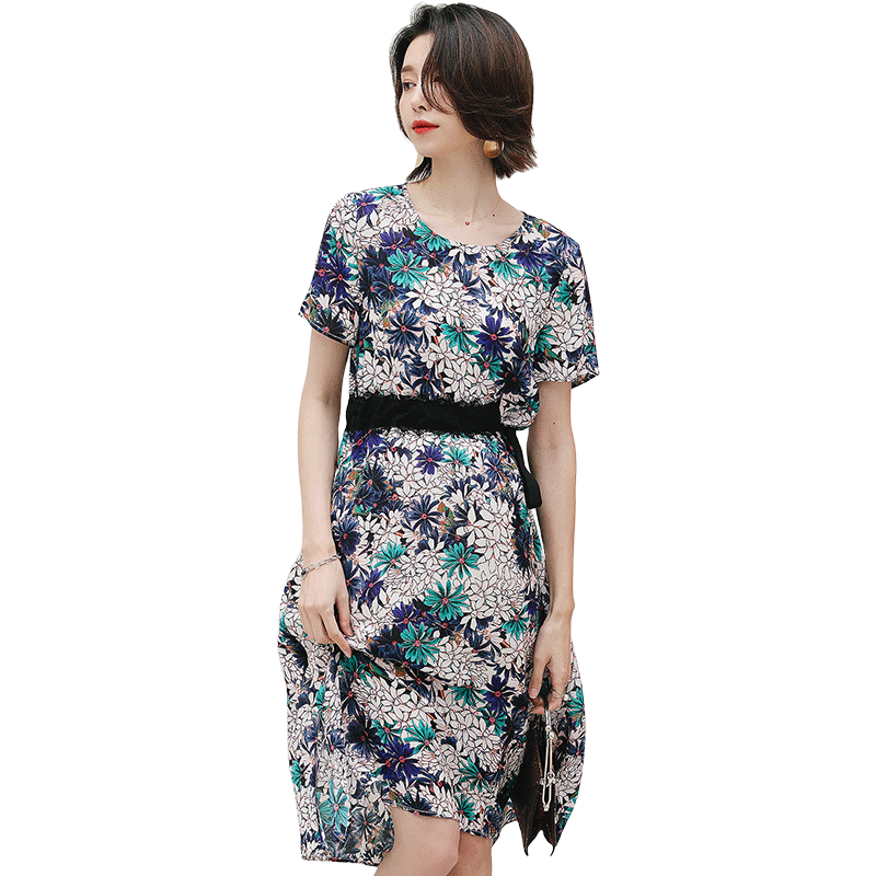 名人瑞裳2018夏季新款印花连衣裙 名人瑞裳连衣裙